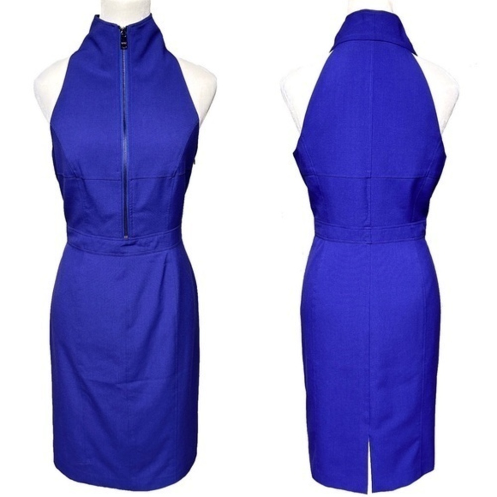 Marc New York Blue High Neck Sleeveless Sheath Dress Career Party Cocktail 8